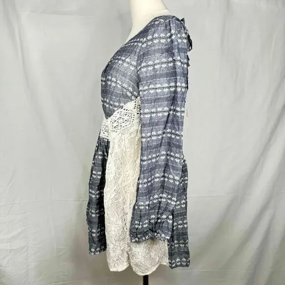 Ryu Anthropologie Peasant Dress Lace Detail Spring Cottagecore Tie Back Medium - Picture 3 of 15